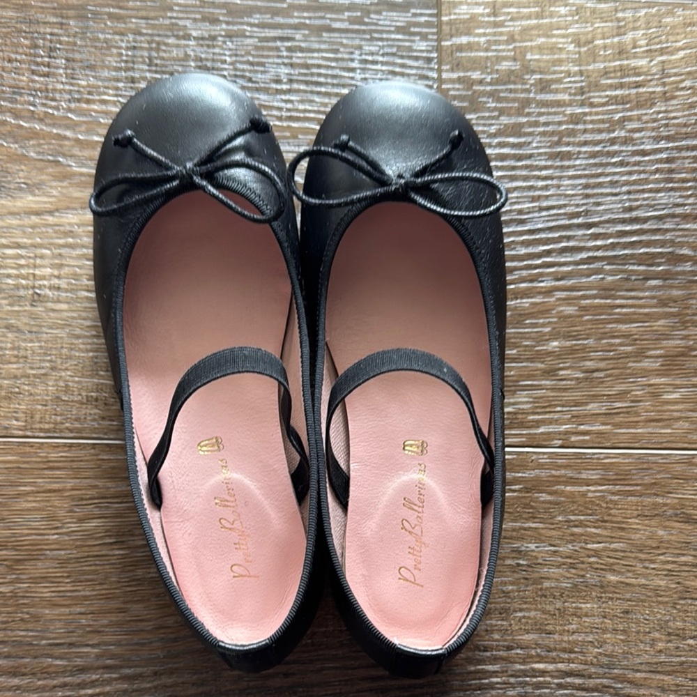 Pretty Ballerinas - Black leather Ballet Flats with Bow, made in Spain
